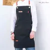 男性キャンバスブラックビブ調理調理キッチンSの女性用ツールポケット211222を持つファッションユニセックスワークエプロン