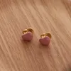 S2853 Fashion Jewelry Cute Pink Heart Earrings S925 Silver Post Gold Plating Unique Design Ear Clip Stud Earrings