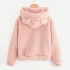 5XL surdimensionné avec des oreilles rose Kawaii Hoodies Femmes Sweats d'hiver en peluche Belle Harajuku Anime Hoodies Hoodies 201106