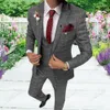 Aesido Men039s Pakken Slim Fit 3 Stuks Zachte Dunne TR Wollen Plaid Prom Tuxedos Party Jacket Blazer voor Bruiloft Bruidegoms 2021 2011052421769