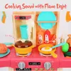 28 stks Kids Pretend Spelen Simulatie Keuken Set Chef Cooking Game Miniatuur Voedsel Mini Cookware Spray Light Toy Children Gift LJ201009