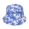 Sommar hink hattar kvinnor män panama hatt reversibel fiske cap kokosnöt träd print fiskare hatt bob femme gorro