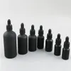 Mini Matte Black Glass Dropper Bottle Perfume E Liquid Ensteneal Aceite Botellas Botellas Frascos 5ml 10 15 20 30 50 100 ml 500pcs