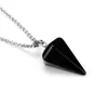 ナチュラル宝石ペンダントネックレスクリスタルヒーリングチャクラレイキシルバーストーン六角形Prisme Cone Pendulum Charm N