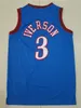 Georgetown Hoyas College Allen Iverson Jerseys 3 남자 농구 Wilt Chamberlain 13 블루 블랙 화이트 레드 그린 옐로우 좋은 품질