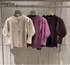 Neploe Sweet Warm All-Match O-Neck Cardigan Solidny kolor Chic Sweter Sweter Kobiet Autumn Loose Puff Sleeve Płaszcz 201203