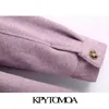 Kpytomoa Women Fashion with Belt Wool Giacca sciolta cappotto vintage a maniche lunghe tasche late