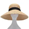 Nya raffia kvinnor halm sommarsol hattar för damer strand hatt mode handgjorda stora breda grim hink visir kepsar gåva y200602