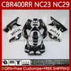 Kit Body for Honda 400cc CBR400 RR NC23 CBR 400 RR CC NC29 88-99 Bodywork 65No.16 CBR400RR 88 89 90 91 92 93 CBR 400RR 1988 1989 1990 1991 1992 1993 Fairing Black West OEM