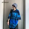 NYOOOLO Harajuku estilo azul Chama solta Camisa de namorado de verão de rua de rua curta Cardigan Camisa masculina Men Clothingtop T200322