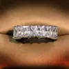 2022 Sieraden gepersonaliseerde hete verkopende nieuwe sieraden 925 sterling zilver en goud gevuld prinses gesneden wit topaz CZ diamant dames bruiloft verlovingsring topkwaliteit