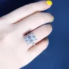 Handgjord Radiant Cut 3CT Lab Diamond Ring 925 Sterling Silver Bijou Engagement Bröllop Band Ringar för Kvinnor Brudparty Smycken