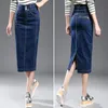 New Denim Skirt Women Plus Size Casual High Waist Denim Skirts Pencil Patchwork Stretch Slim Hip jean Skirt Long 8XL T200324