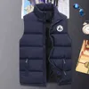 2024 Winter Warm Men039s Sleeveless Down Jacket Outdoor Zipper Vest Standup Collar Waistcoat Man Jott Printed Plus Size Veste 9455702