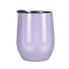 10色蓋のストローのワインのタンブラーステンレス鋼の虹の卵形マグカップの二重壁の絶縁真空マグガラスKKA1766