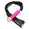 Silikon dildo vibrator g-spot stimulerar vibratorer kvinnlig onani enhet med PU läder piska