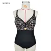 SGCHUA Leopard Maillots De Bain Une Pièce Plus La Taille 5XL Maillots De Bain Femmes Sirène Dos Nu Plage Maillot De Bain Big Chest Bather Body T200708