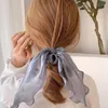 Mode Satin Ribbon Headband Bow Scrunchies Flickor Slipsar Elastiska Band Ponytailhållare Hårtillbehör för kvinnor