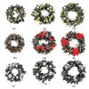 Christmas Wreath With Battery Powered LED Light String Front Door Hanging Garland Holiday Home Decorations Y201020