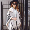 Modne duże szalem ciepłe zimowe z kapturem kaszmirowe Cashmere Poncho Plaid Capes Cardigans Sweter Swater Tassel 201214