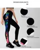 Simple Side Flower Pattern Leggings For Fitness High Waist Gym Pant Push Up Printed Workout Running 211221