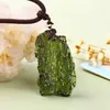 Un pendentif en pierre de cristal d'aérolites vertes Moldavite naturelle, énergie apotropaic4g5g, lot de corde, collier Unique 2010138097947