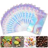 100 stuks hersluitbare mylar tassen holografische kleur multiple size geur proof tassen clear rits voedsel snoep opslag tassen