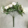 人工バラの花ブーケ7フォークシルクバラの花ブーケ花嫁の結婚式のパーティー家の装飾的な偽のバラ