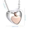 Two Tone Double Heart Cremation Urn Halskette aus Edelstahl, winzige Herzurn-Halskette, Verlust eines geliebten Menschen, Herzurn-Geschenk
