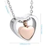 Two Tone Double Heart Cremation Urn Necklace in Stainless Steel, Tiny Heart Urn Necklace, Loss of A Loved One, Heart Urn Gift