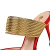 2020 Женщины 8.5cm Высокие каблуки стилет атласная Сандалии Lady Sexy Gold ремень мулов Насосы Слайды Scarpins Heels Шелковый Пром партии обувь 0928