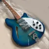 2023 Neuankömmling 12-saitige E-Gitarre, Musikinstrument, blaue Farbe, Mahagoni-Griffbrett, halbleerer Kern