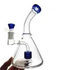 Tuyaux d'eau de 5 pouces Pomme de douche Perc Narguilés 4 couleurs Rose Bleu Violet Vert Heady Verre Bong Bend Tube 14mm Femelle Joint Beaker Bongs Huile Dab Rig LXMD21402