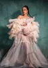 African Women's Prom Dresses Plus Size Off the Shoulder Robes Tiered Ruffles Maternity Photography Dress