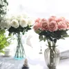 11 adet Romantik Gül Yapay Çiçek DIY Kırmızı Beyaz Ipek Sahte Çiçek Parti Ev Düğün Dekorasyon Için Sevgililer Günü T200103