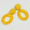 Heißer Verkauf Mode Hochzeit Handgemachte Baumeln Ohrringe für Frauen Mädchen Oval Anhänger Boho Bast Aussage Ohrringe Partei Schmuck Geschenk