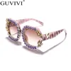 Designer solglasögon kvinnors nya runda diamant solglasögon retro lyxiga strass solglasögon solskade för glasögon uv400