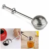 In Stock Now 50pcs 18cm Stainless Steel Spoon Retractable Ball Shape Metal Locking Spice Tea Strainer Infuser Filter Squeeze