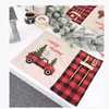 Decorações de Natal Árvore de Natal Caminhão Vermelho Placemats Tapete de Mesa Inverno Buffalo Xadrez Placemat Jantar Casa Decoração de Mesa de Natal 3641693