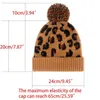 Femmes hiver chaud tricoté à revers bonnet chapeau Vintage léopard Jacquard mignon grand pompon extérieur neige Ski Stretch crâne casquette