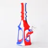 Hookahs Printing 8inch Pogoda silicone water pipesilicone bongs pipesglass bong with GLASS BOWL siliconepipe mini glassbongs