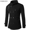 Зимнее пальто в британском стиле для мужчин, новый двубортный плащ, мужские повседневные приталенные пальто, куртки Manteau Homme 201126