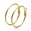 Eenvoudige stijl gladde grote hoepel oorbellen 18K geel goud gevulde mode dames cirkel oorbellen 40mm