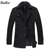 Bolubao Men Winter Wool Coat Men's New High Quality Solid Color Simple Blends Woolen Pea Coat Male Trench Coat Casual Overcoat 201126