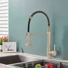 Quyanre Fosco Preto Pia De Cozinha Torneira Puxador Down Single Handle Mixer Tap 360 Rotação Torneira Cozinha 220125