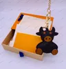 No Box Flowers Keychain Cute Cattle Cartoon Bowknot Design Handmade Car Wallet Bags Pendant Leather Keychains Unisex Animal Key Chain