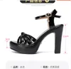 2020 новый дизайн девушки мода коренастые каблуки сандалии женские летние высокий каблук 11см насосы насосы леди густая сексуальная обувь большой размер 42 43 10 # P42