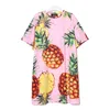 Korean Style Summer Women Pineapple Printing Casual Beach Dress Plus Size Black Pink Sundress Cute Midi Dress vestidos 2163 T200619