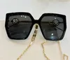 새로운 패션 디자인 여자 선글라스 0410s 스퀘어 플레이트 프레임 귀 체인 UV 400 보호 안경으로 인기있는 간단한 스타일