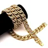 Vente en gros de chaînes - Hip Hop Bling entièrement glacé pour homme Miami Cuban Link Chain Collier en or Simulé Gemstone Hipster Jewe